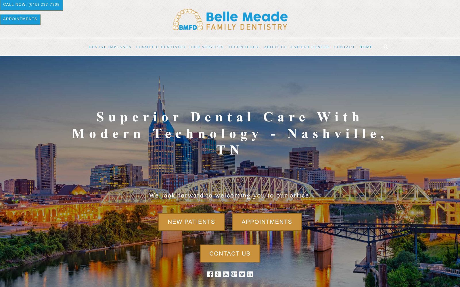 The screenshot of belle meade family dentistry website