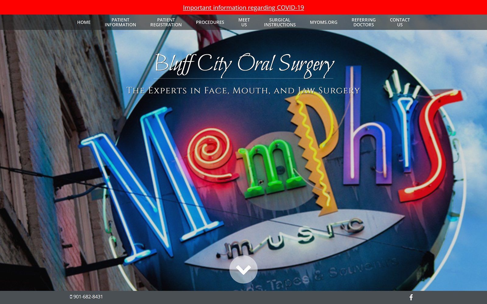 The screenshot of bluff city oral surgery website