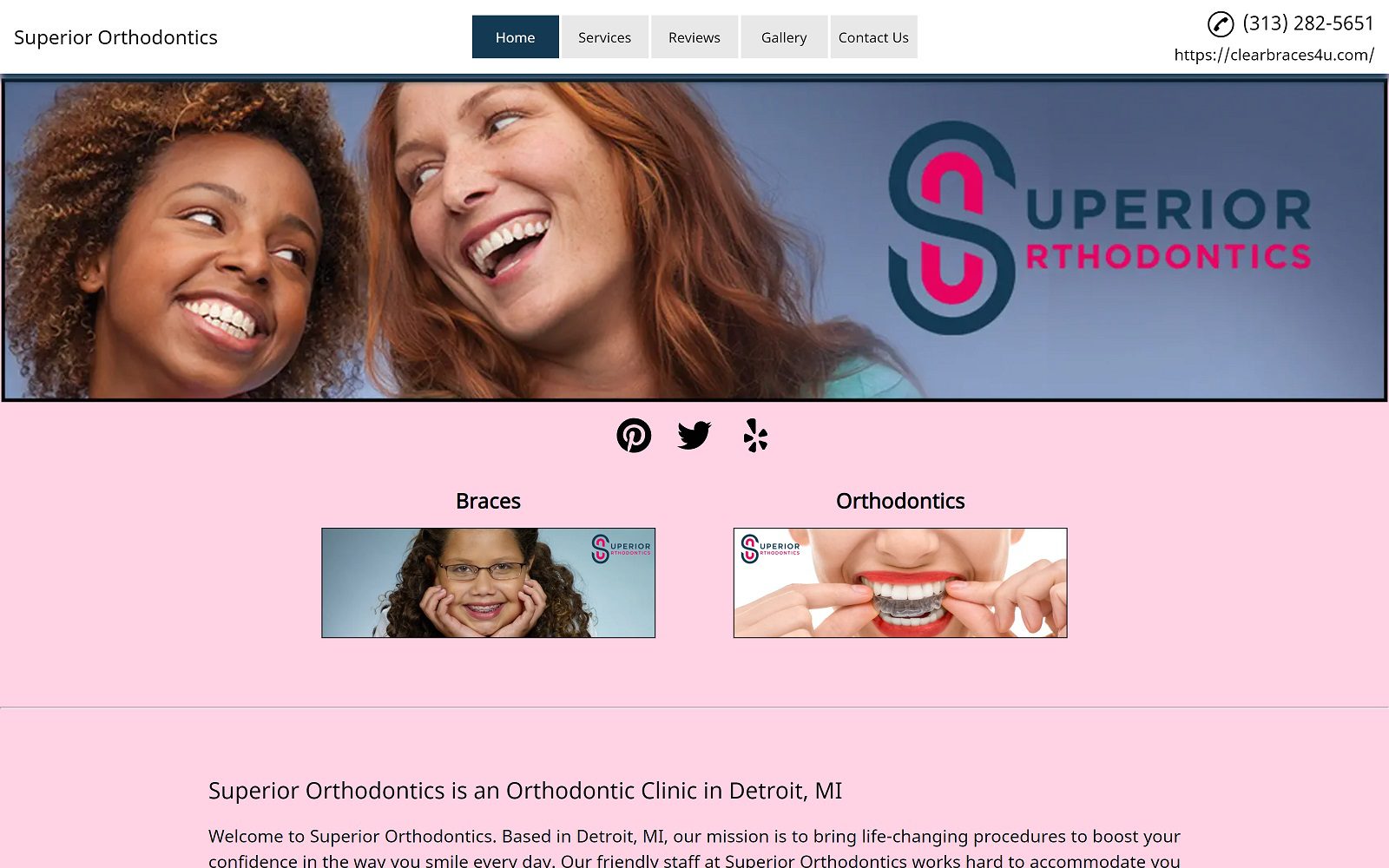 The screenshot of superior orthodontics website