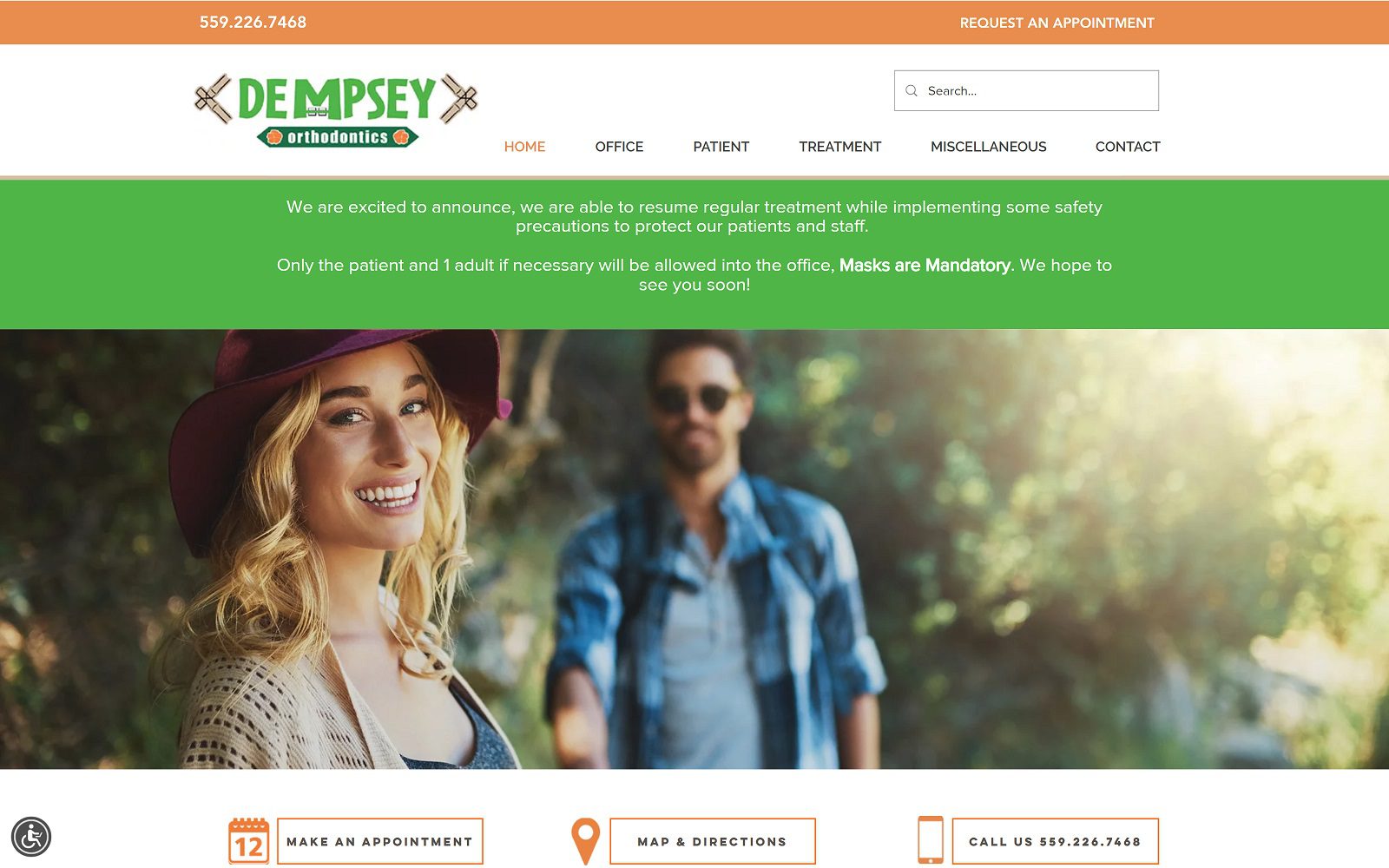 The screenshot of dempsey orthodontics dr. Melissa dempsey website