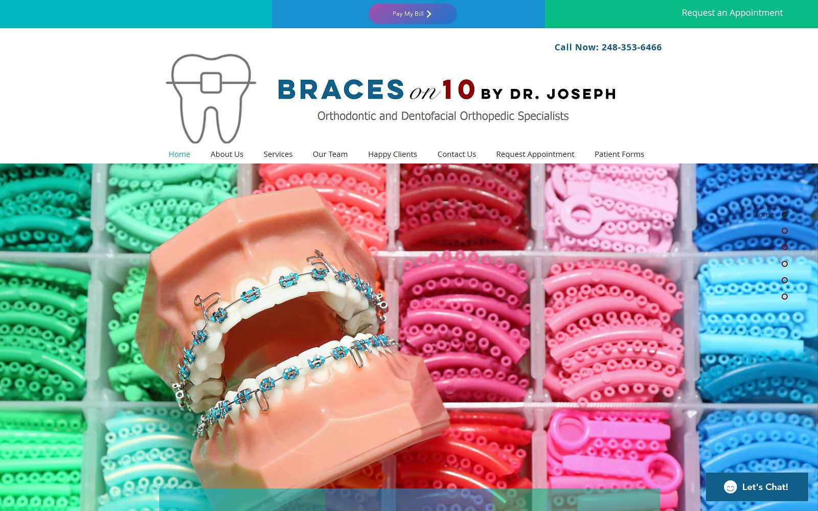 The screenshot of braces on 10 by dr. Joseph - detroit website