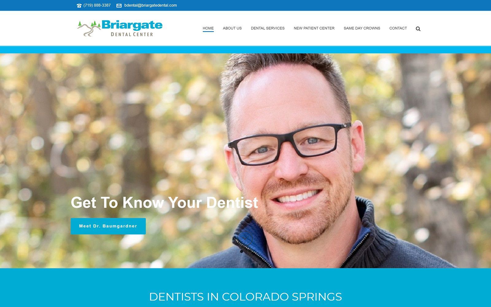 The screenshot of briargate dental center website