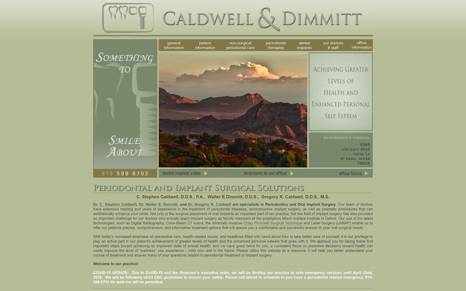 The screenshot of caldwell periodontics & dental implant surgical specialists website