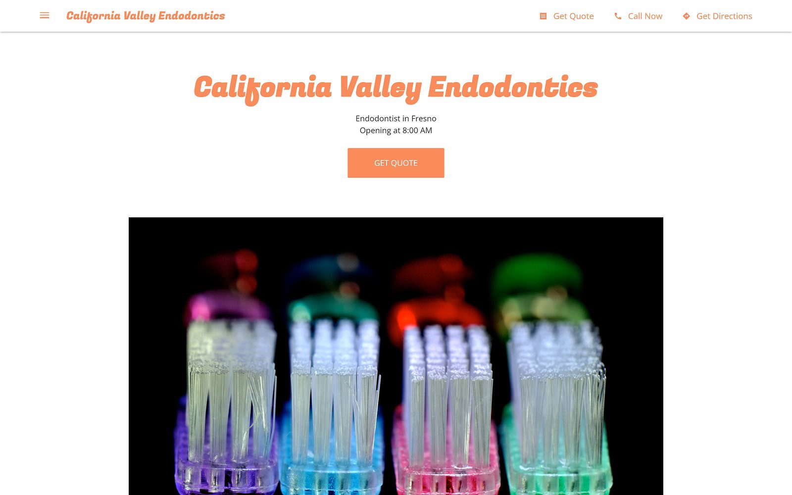 The screenshot of california valley endodontics dr. Tuan nguyen website