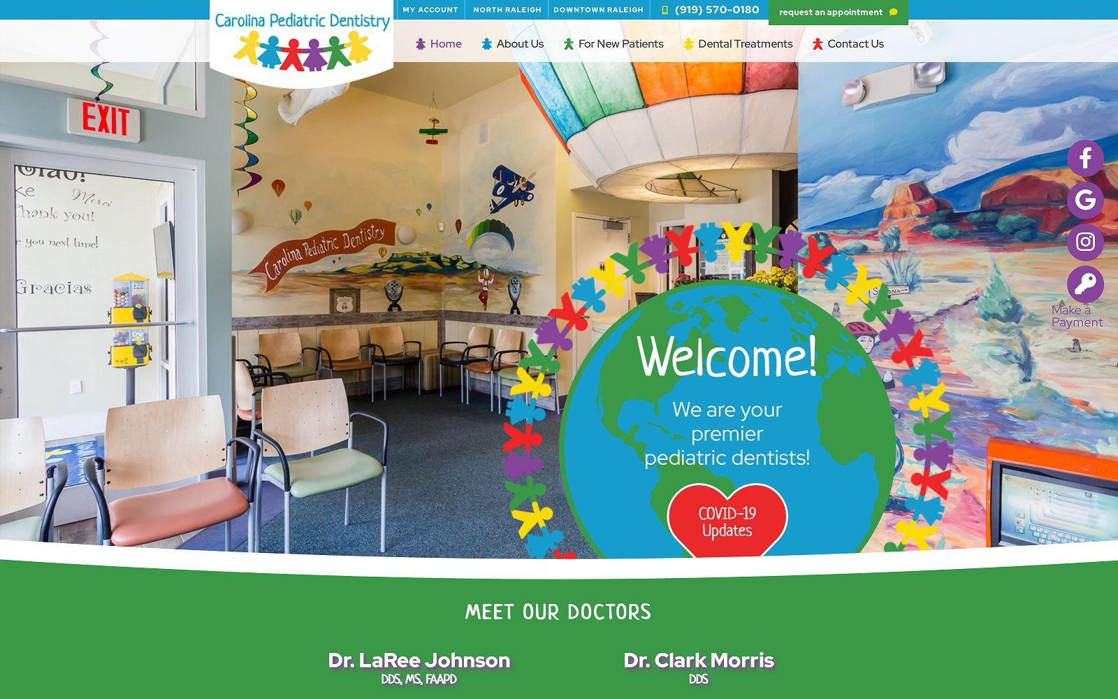 The screenshot of carolina pediatric dentistry north raleigh/wake forest/wakefield website
