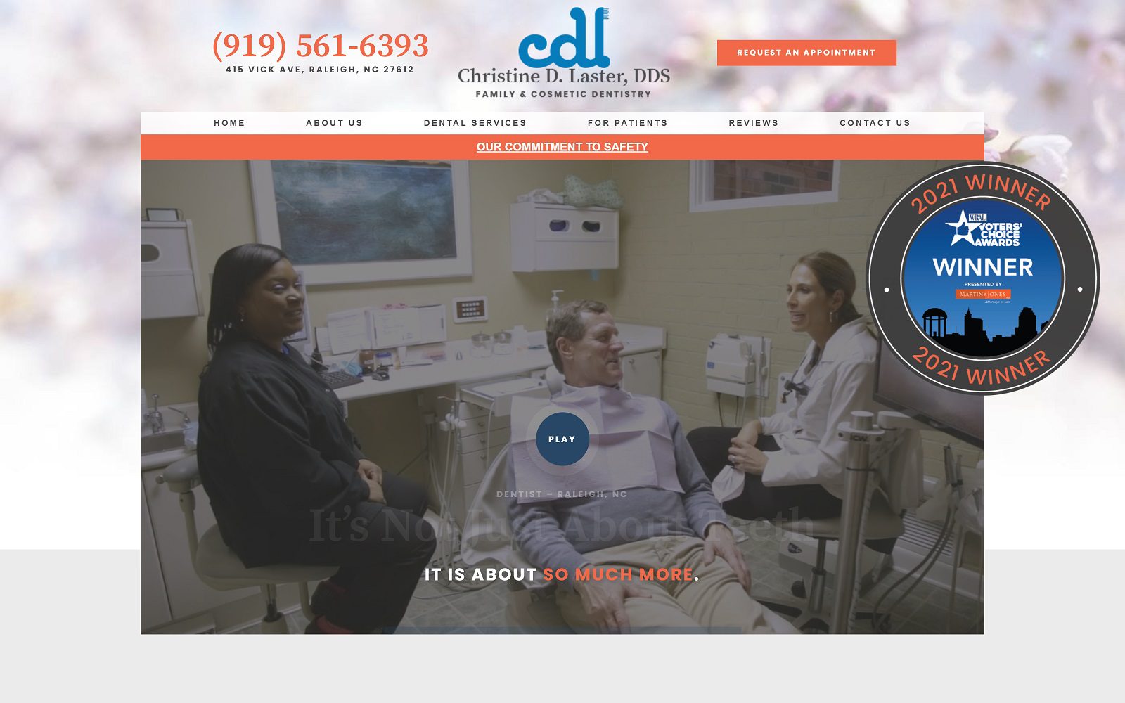 The screenshot of christine d. Laster dds family and cosmetic dentistry website