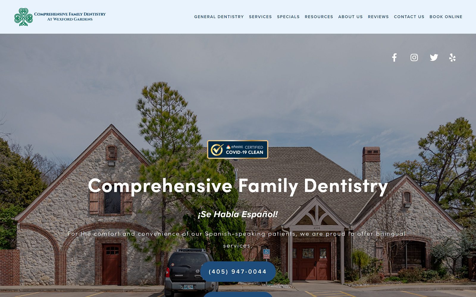 The screenshot of comprehensive family dentistry at wexford gardens website