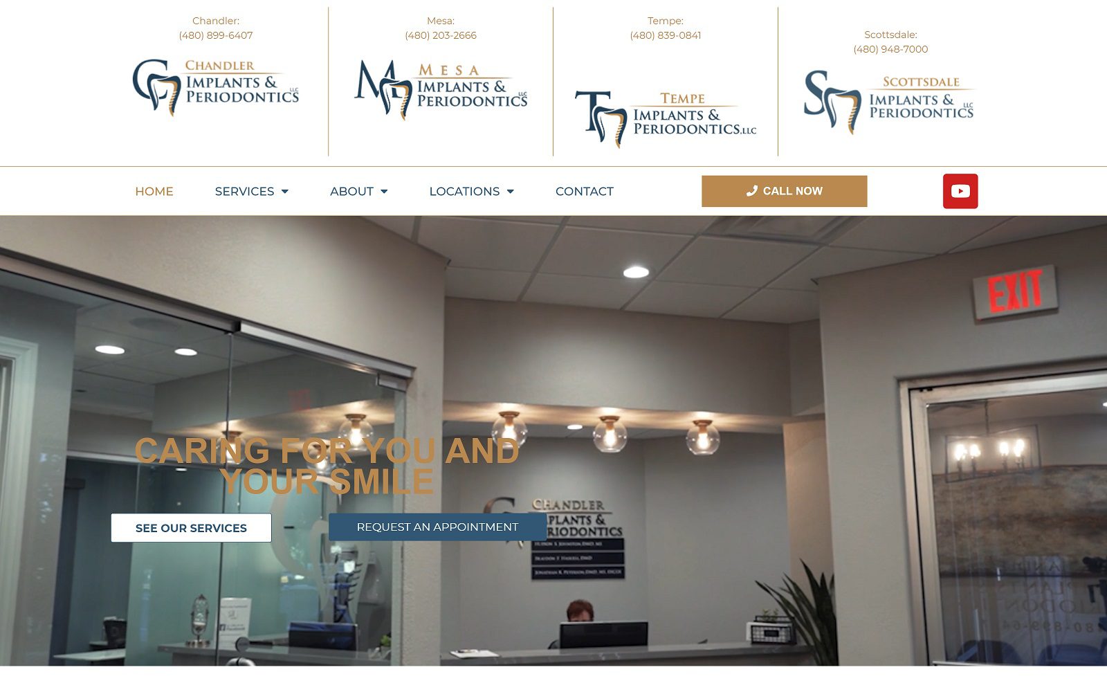 The screenshot of mesa implants & periodontics website