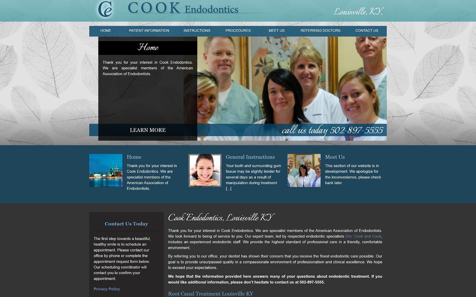 The screenshot of cook endodontics website