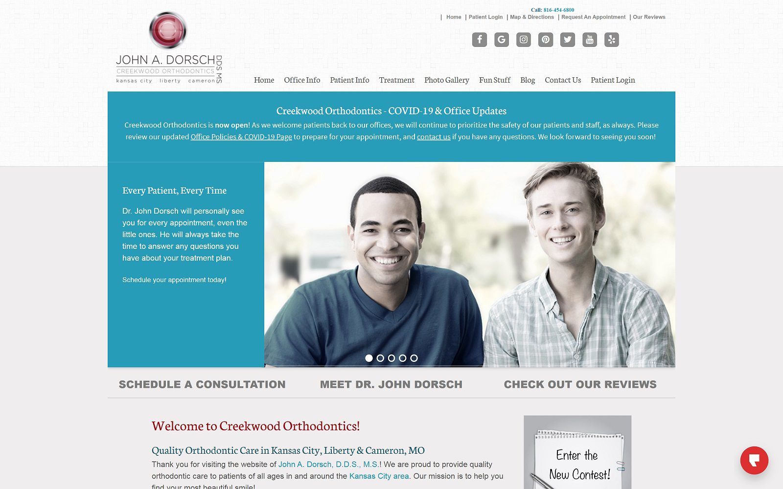 The screenshot of creekwood orthodontics: dr. John dorsch website