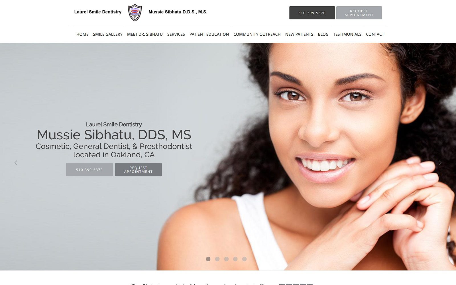 The screenshot of laurel smile dentistry mussie sibhatu website