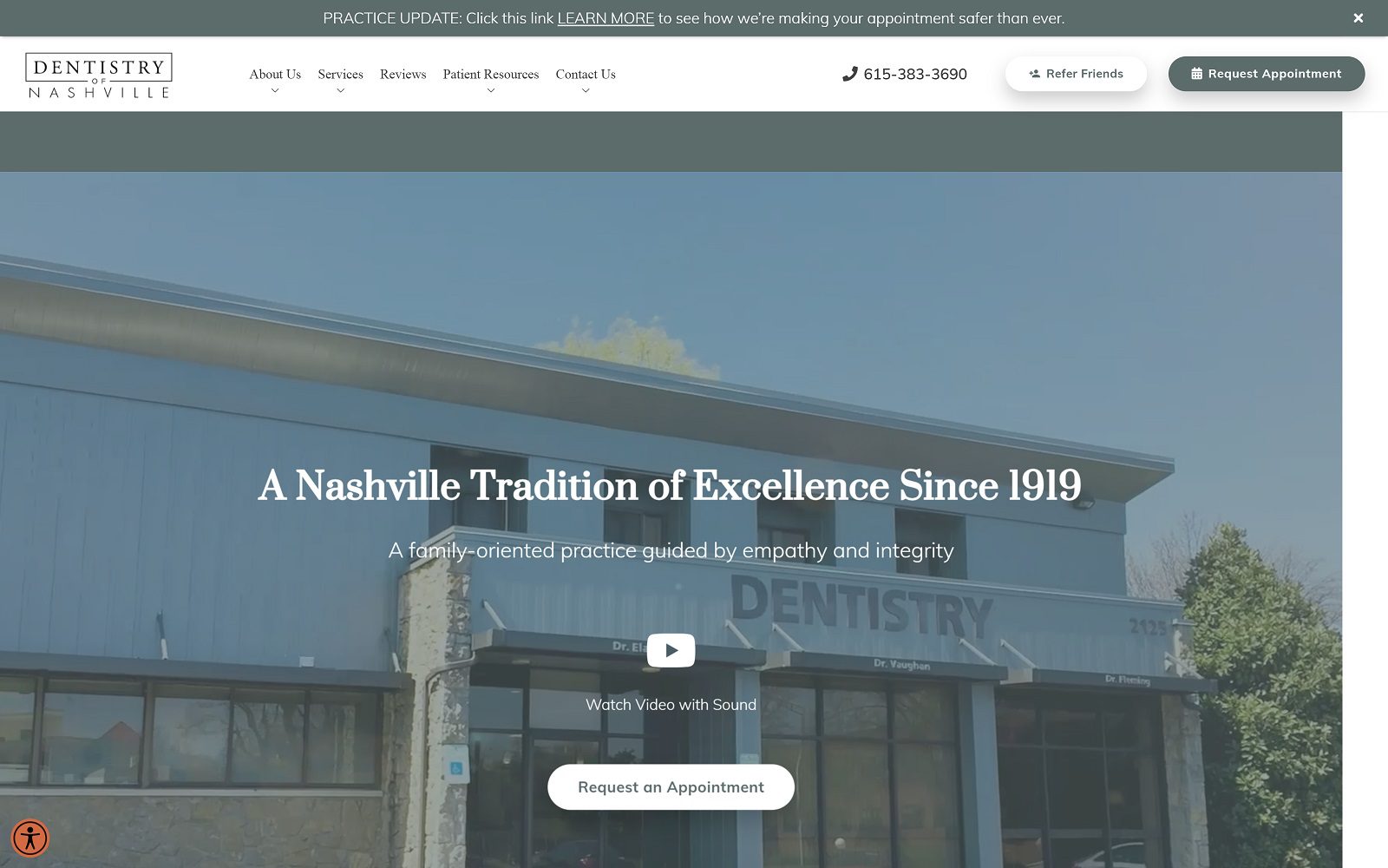 The screenshot of dentistry of nashville website