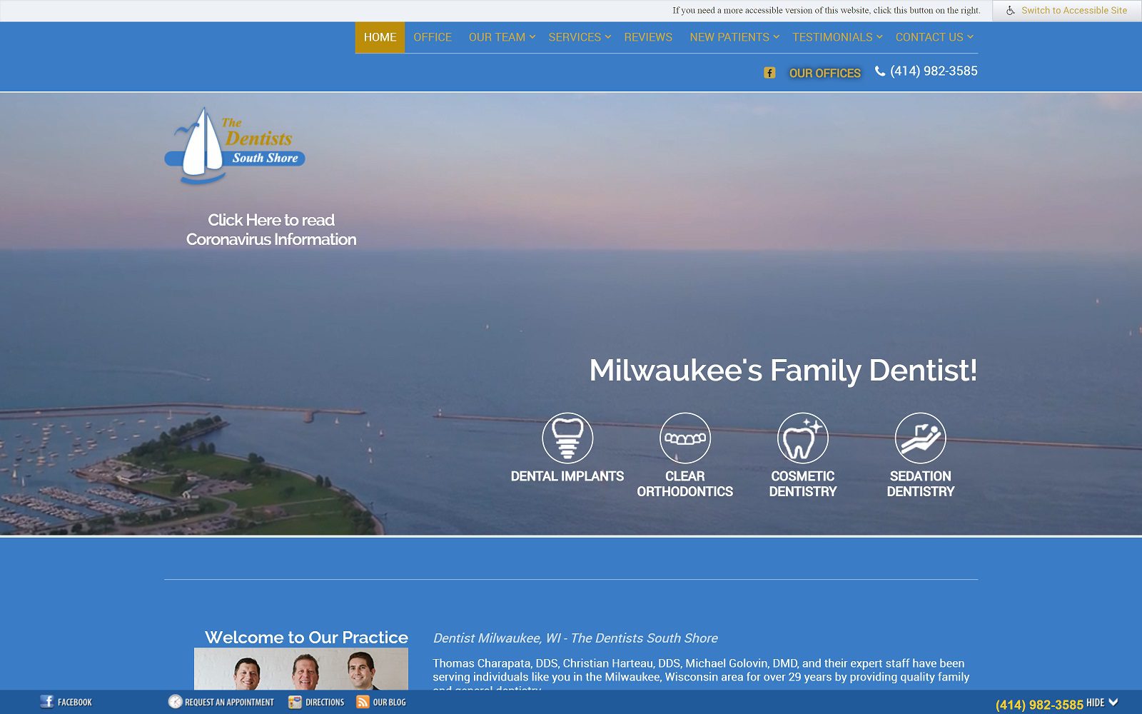 The screenshot of the dentists south shore website