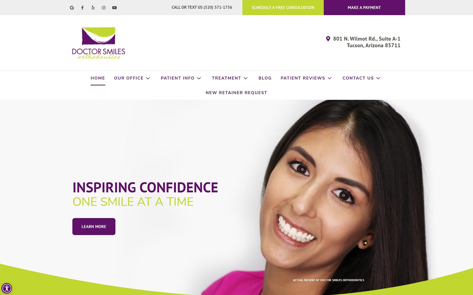 The screenshot of doctor smiles orthodontics dr. Marisela bedoya website