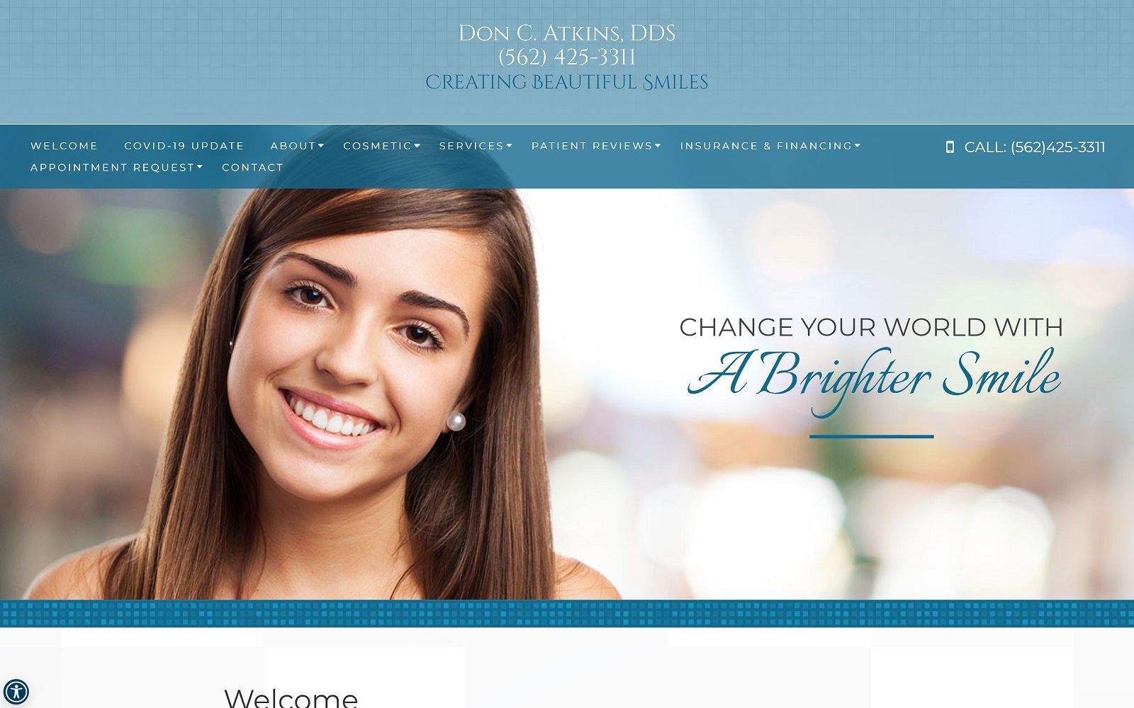 The screenshot of don c. Atkins, dds website