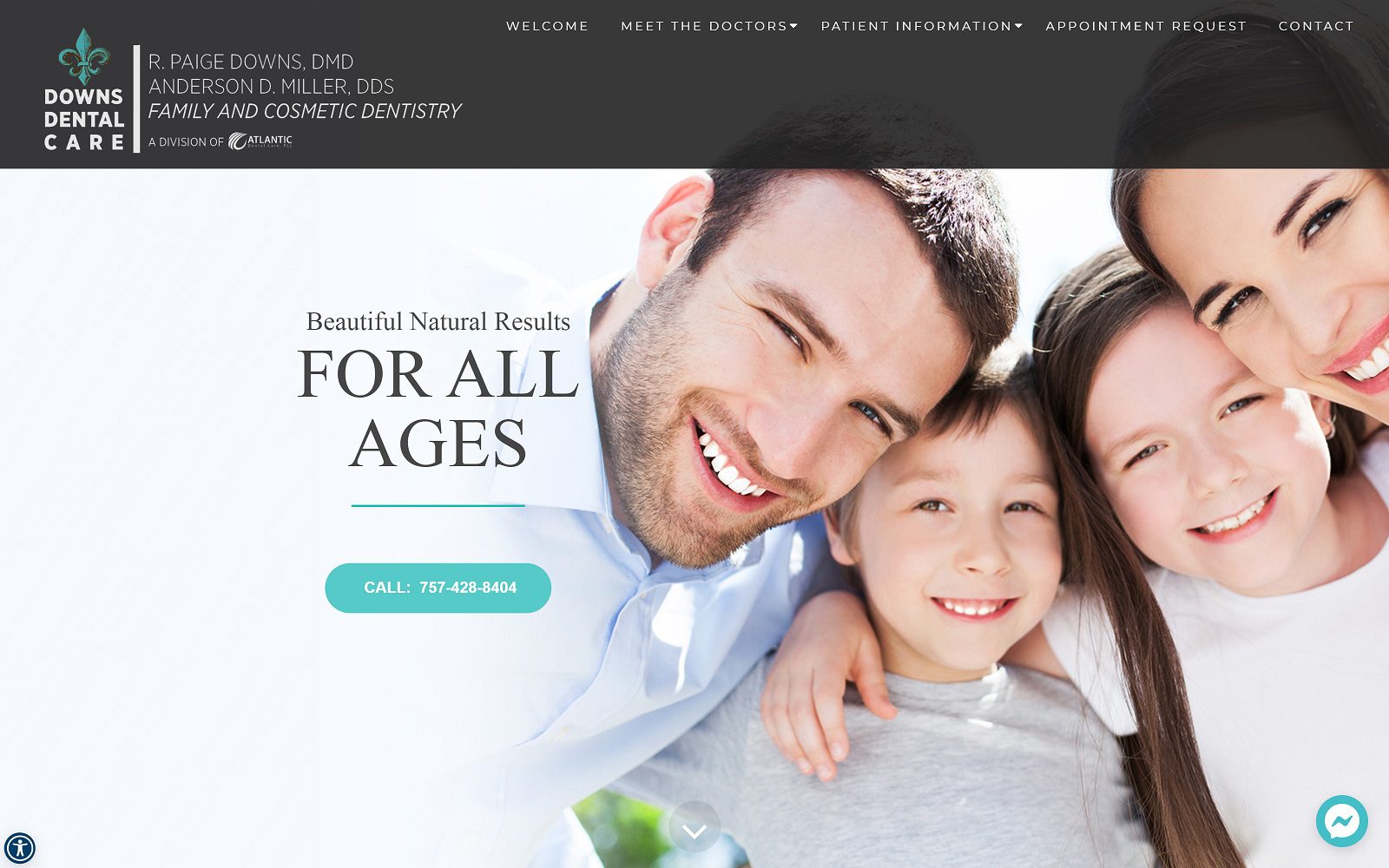 The screenshot of downs dental care dr. Paige downs website