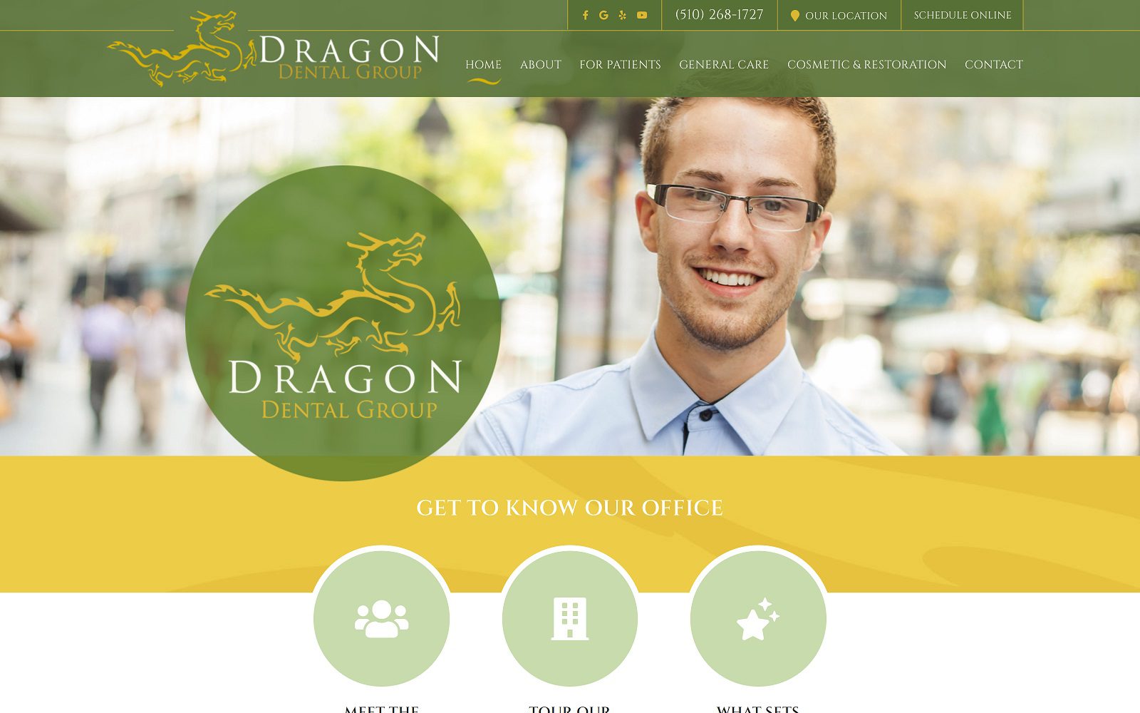 The screenshot of dragon dental website