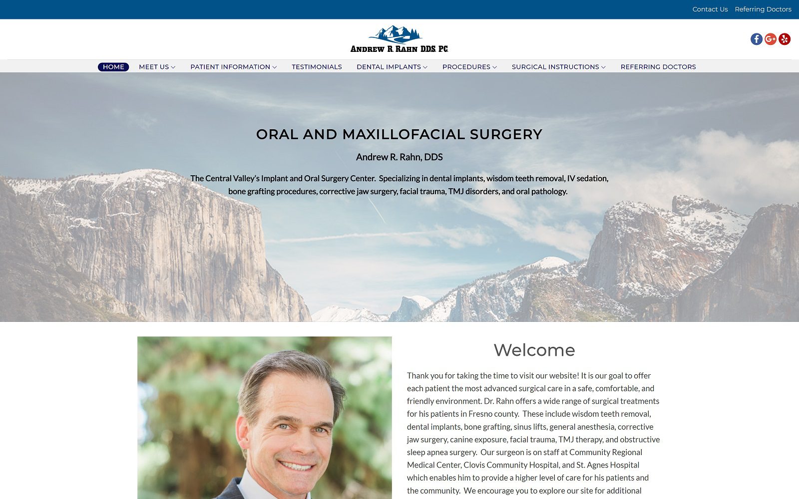 The screenshot of andrew r. Rahn dds, pc website