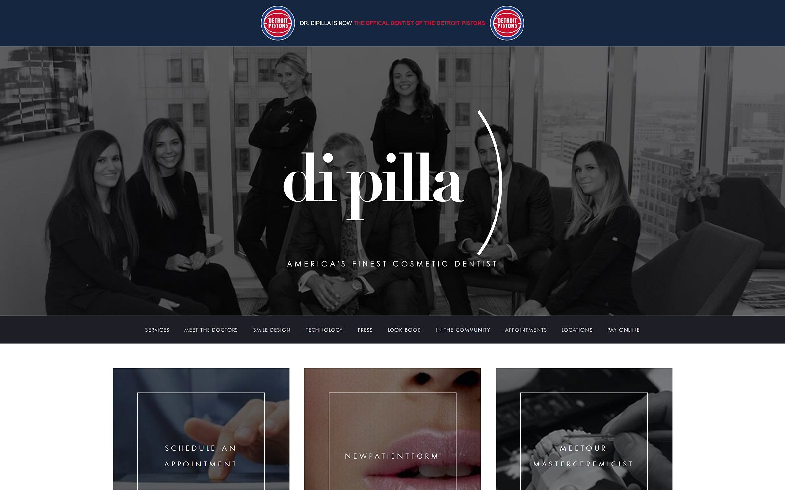 The screenshot of dipilla dentistry of detroit website