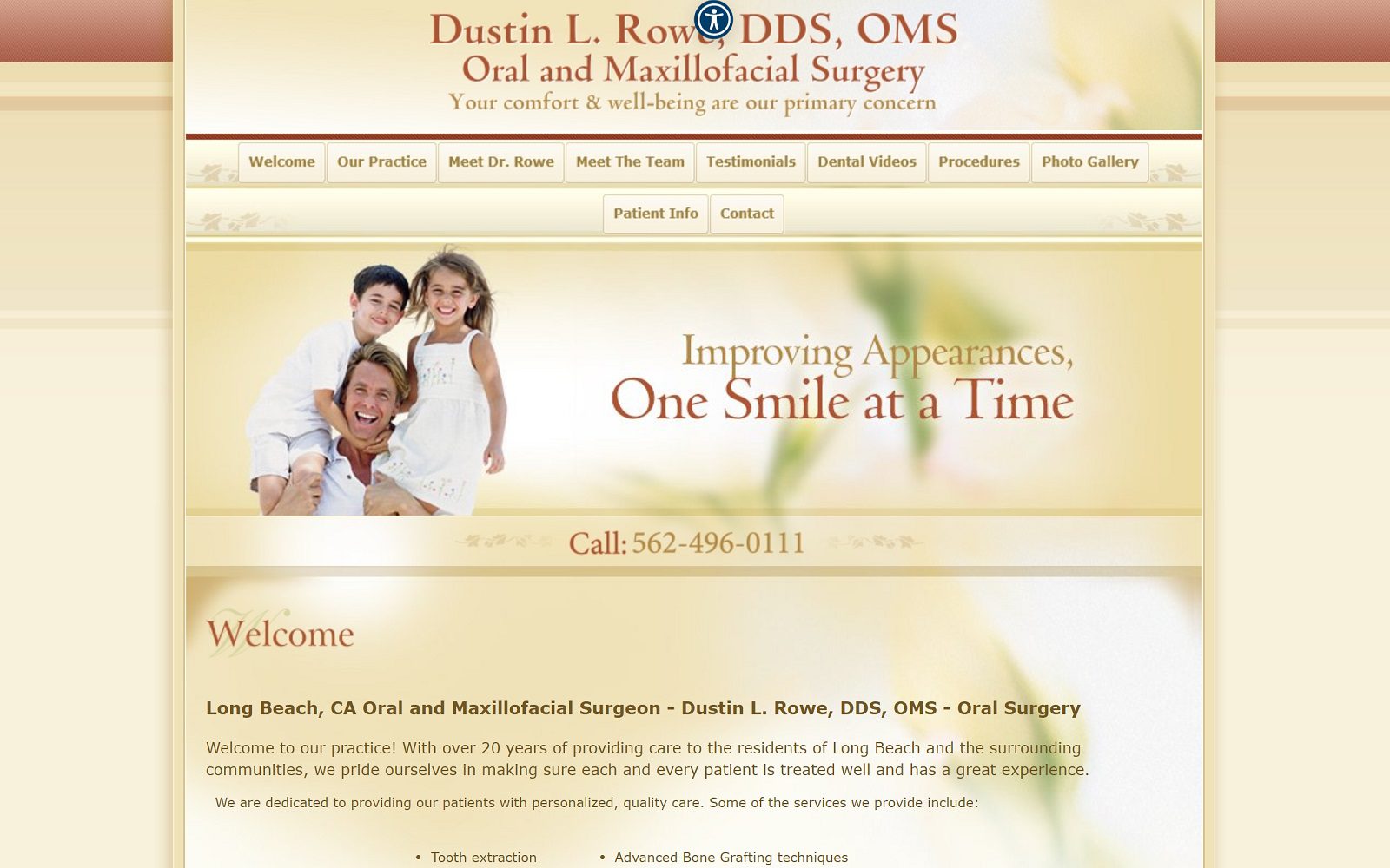 The screenshot of rowe dustin l dds website