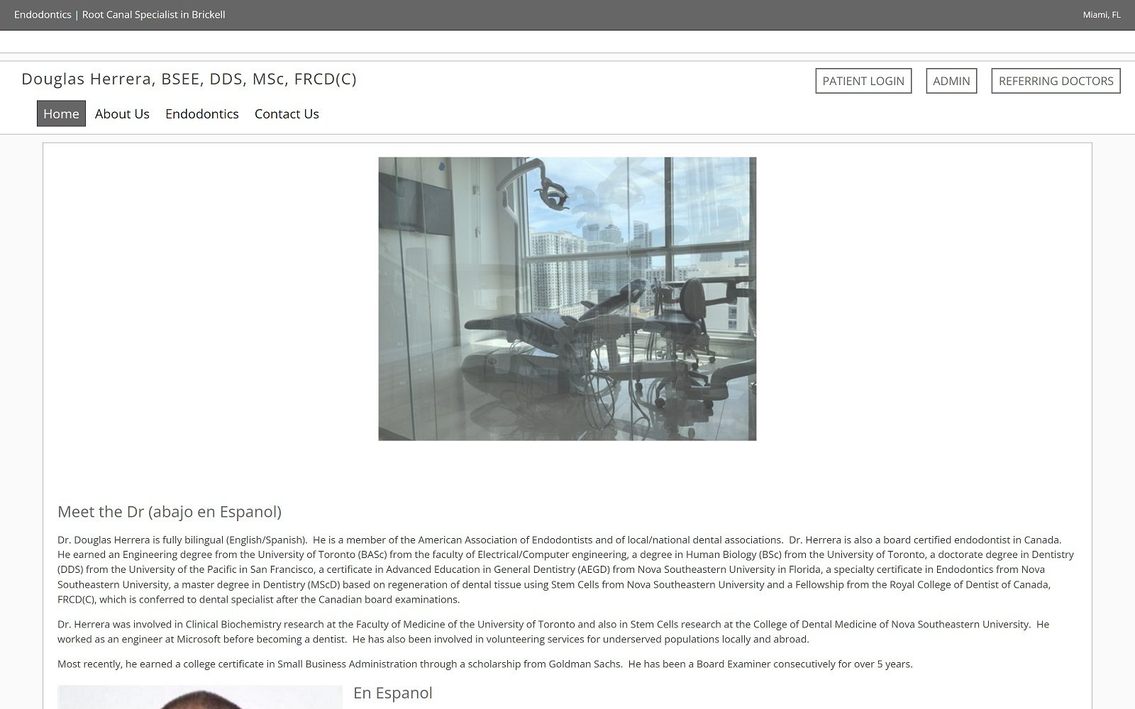 The screenshot of douglas herrera, dds, msc website