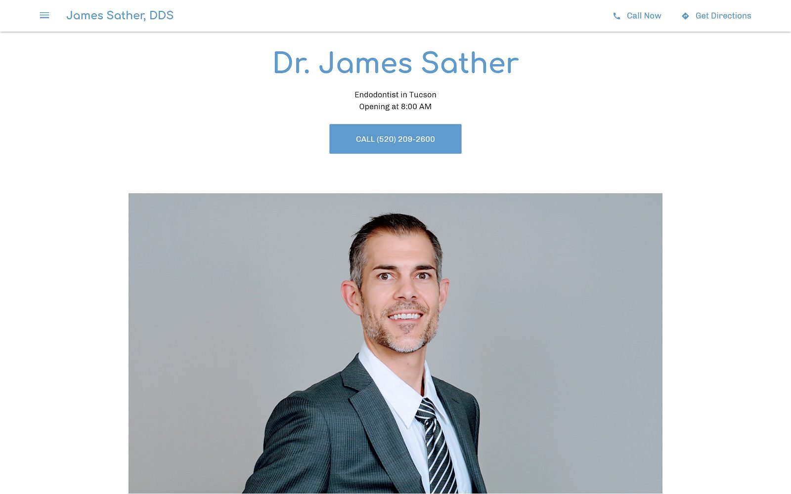 The screenshot of james sather, dds website