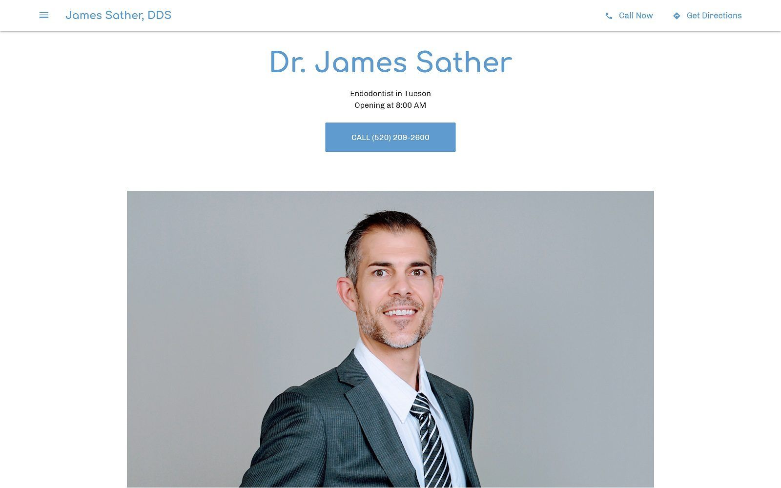 The screenshot of james sather, dds website