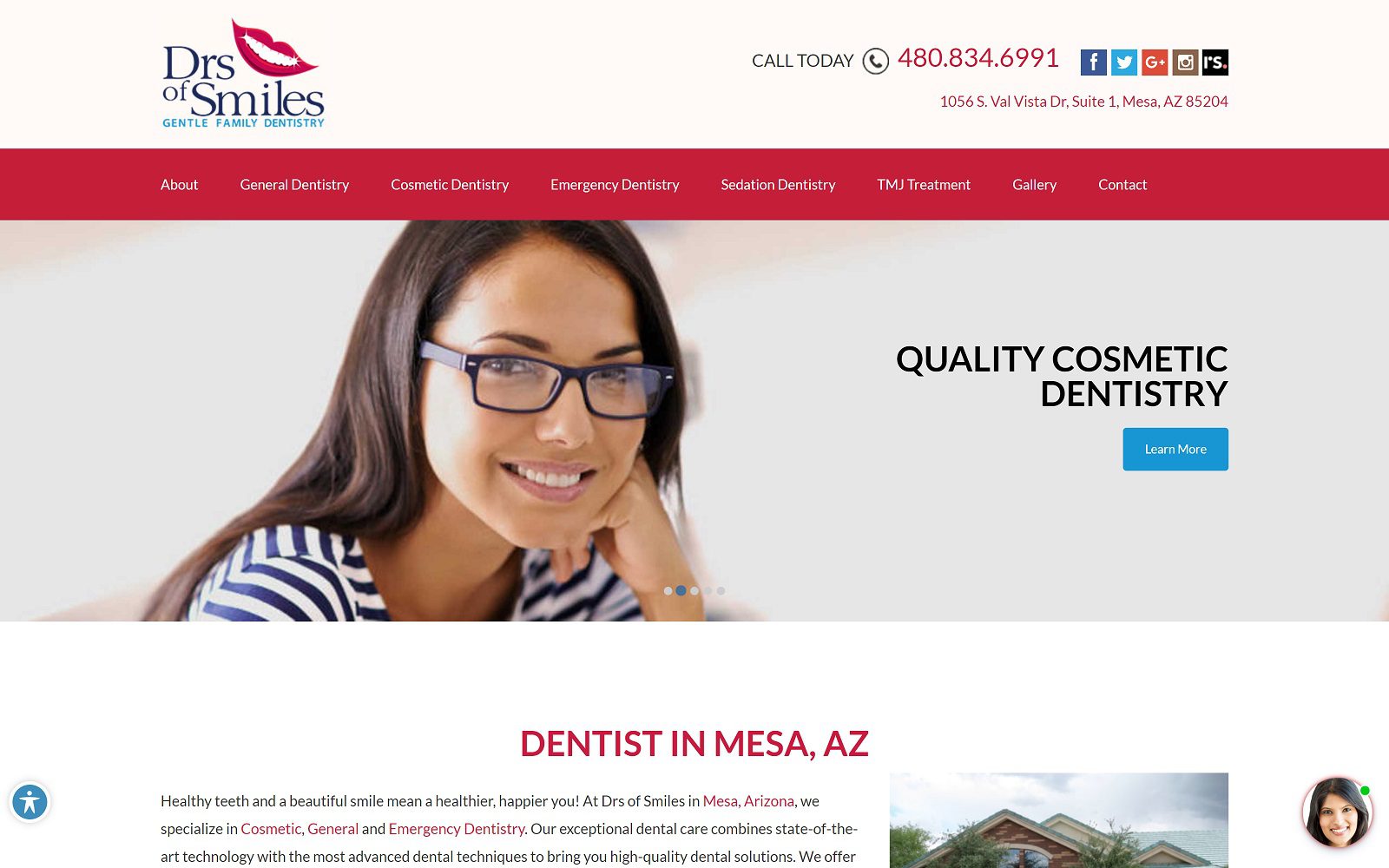 The screenshot of drs of smiles website