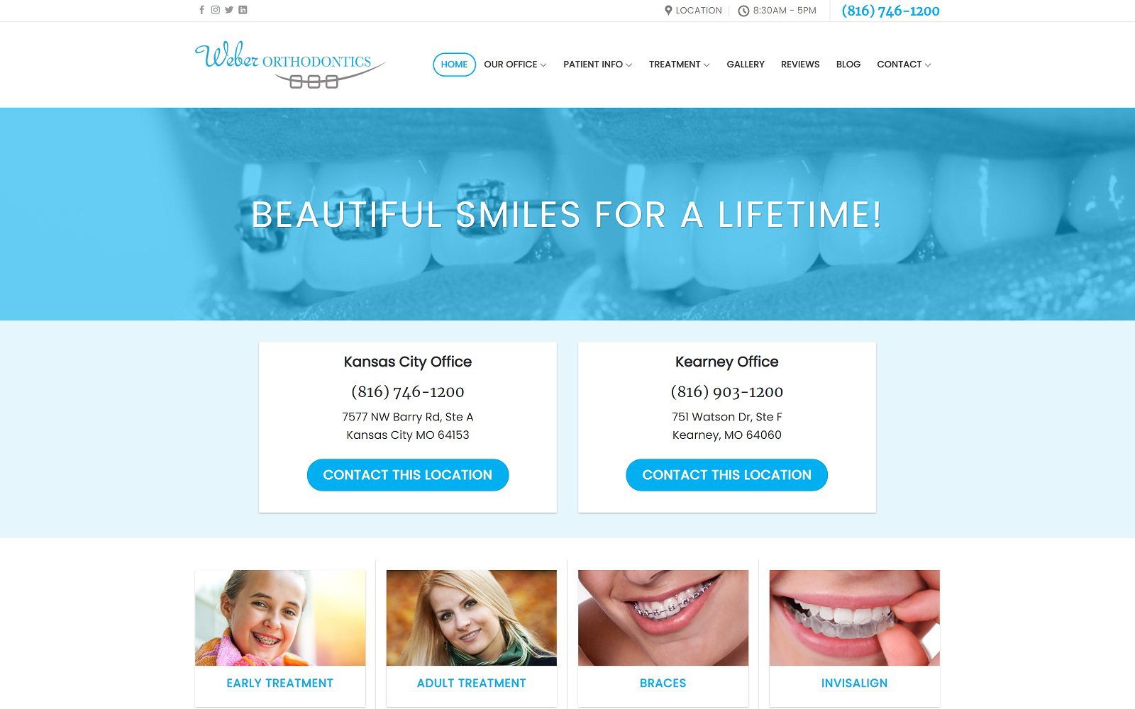 The screenshot of weber orthodontics dr. Weber website