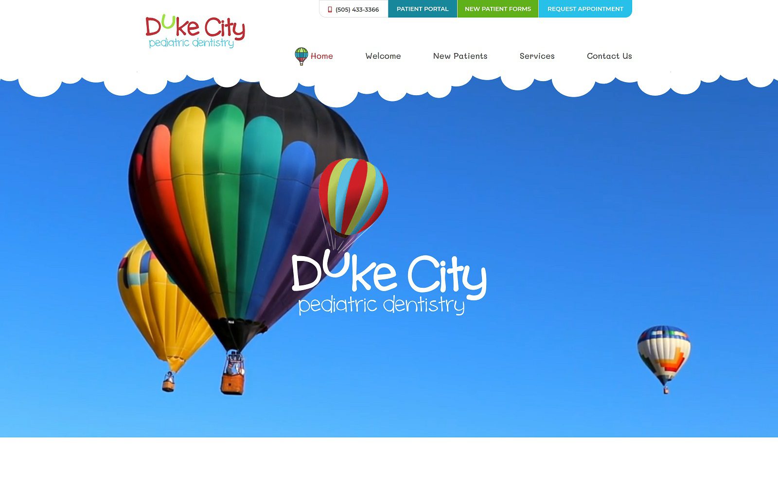 The screenshot of duke city pediatric dentistry website dr. Tamera coffman website