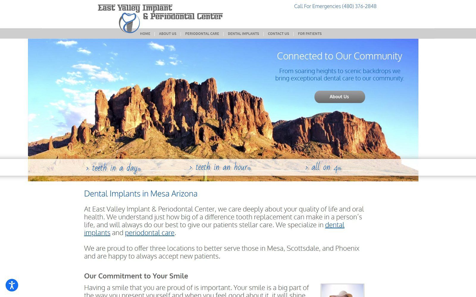 The screenshot of east valley implant & periodontal center website