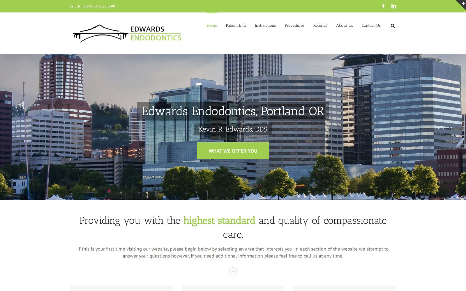 The screenshot of dr. Kevin r. Edwards, dds website