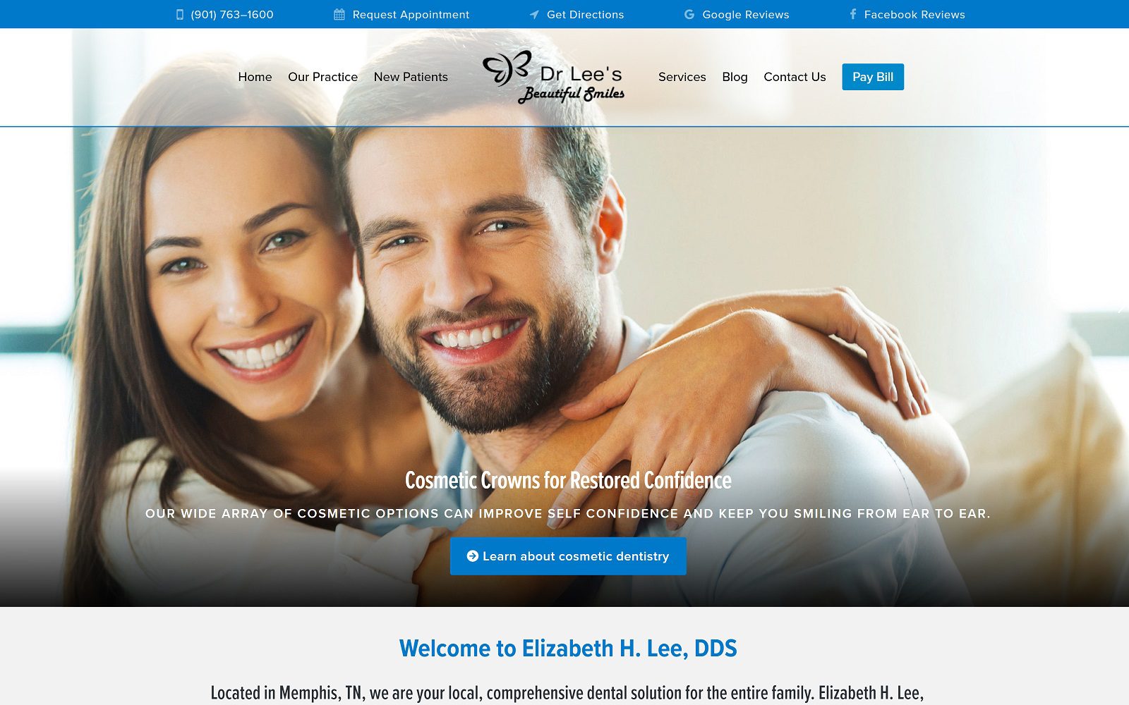 The screenshot of elizabeth h. Lee, dds website