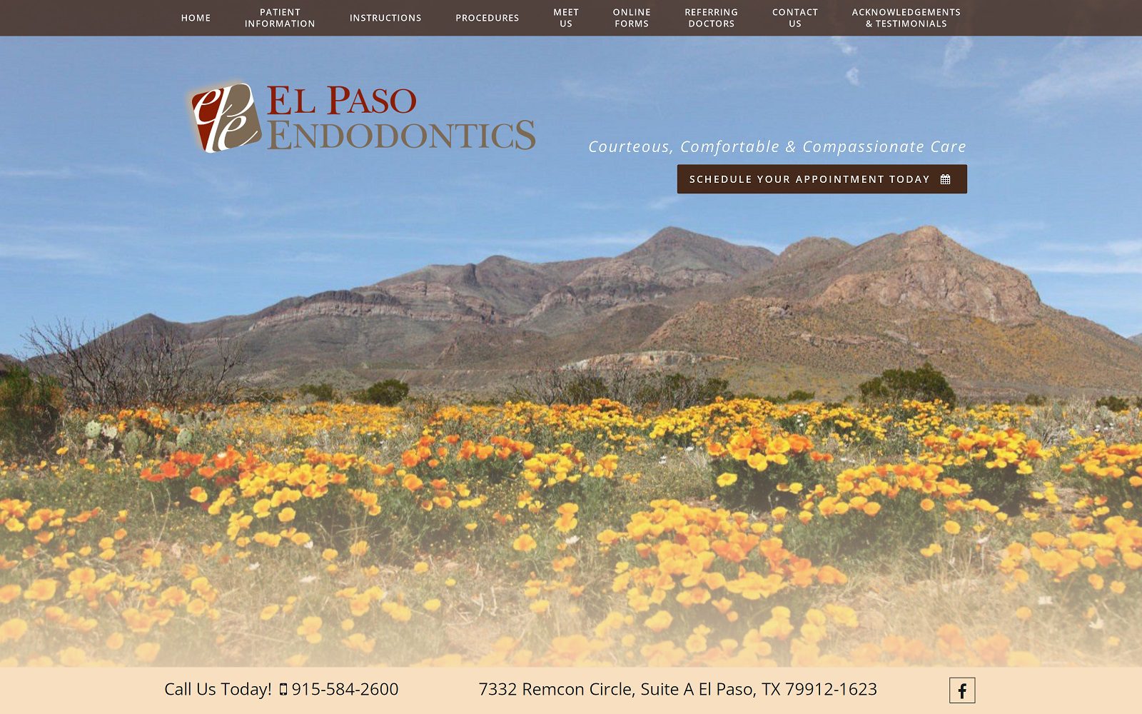 The screenshot of el paso endodontics: samuel j. Angulo, dds, ms website