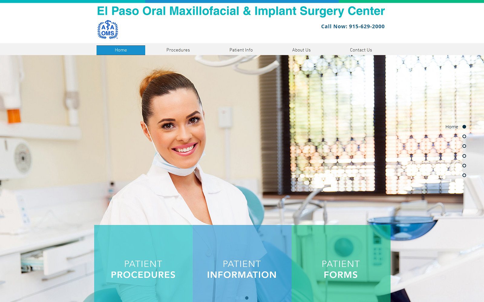 The screenshot of el paso oral surgery center website