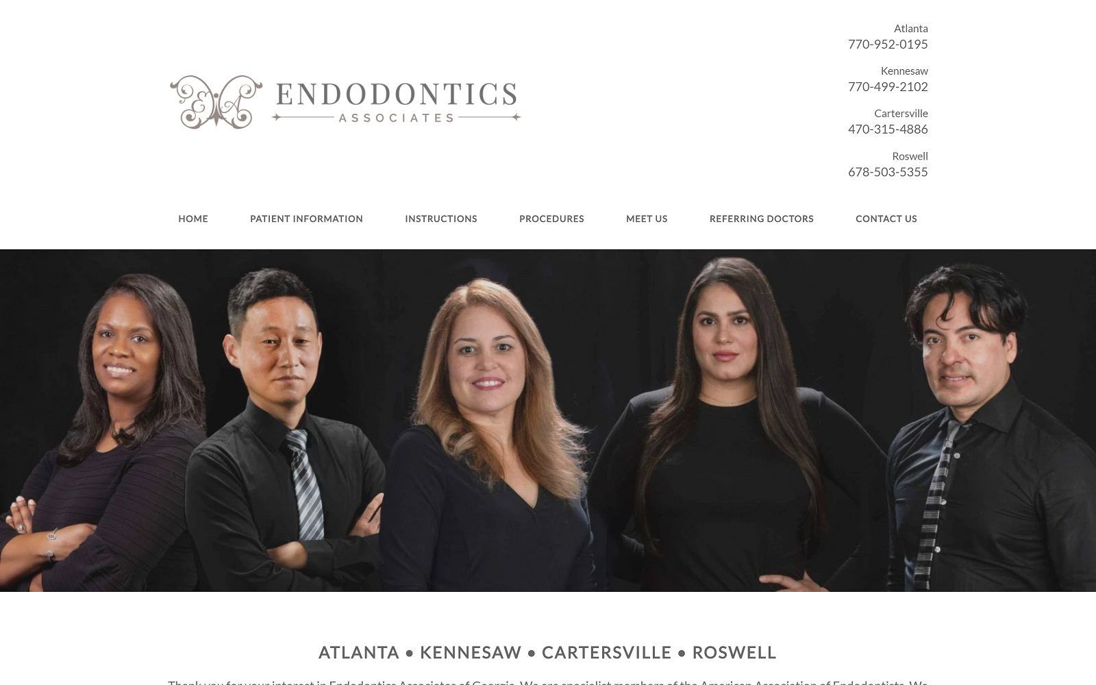 The screenshot of endodontics associates of windy hill website