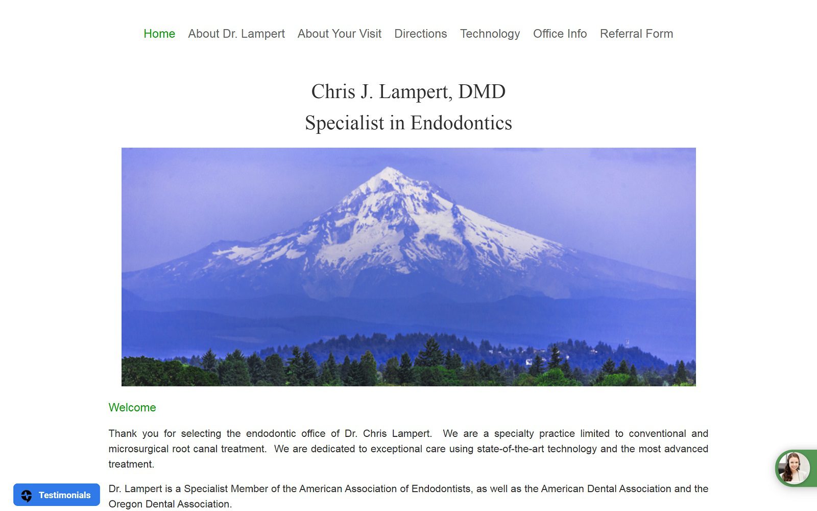 The screenshot of chris j. Lampert, dmd. Website