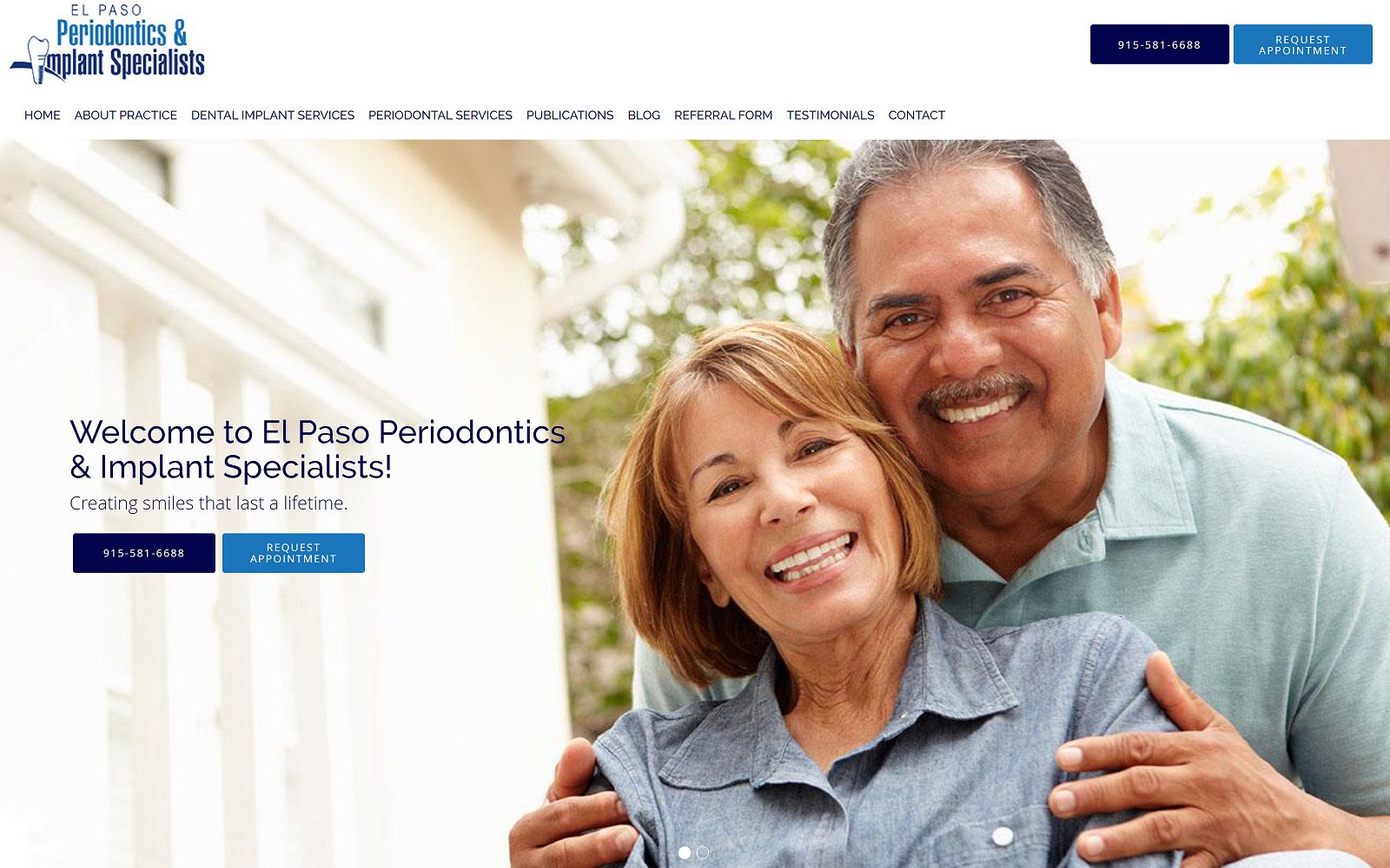 The screenshot of el paso periodontics & implant specialists website