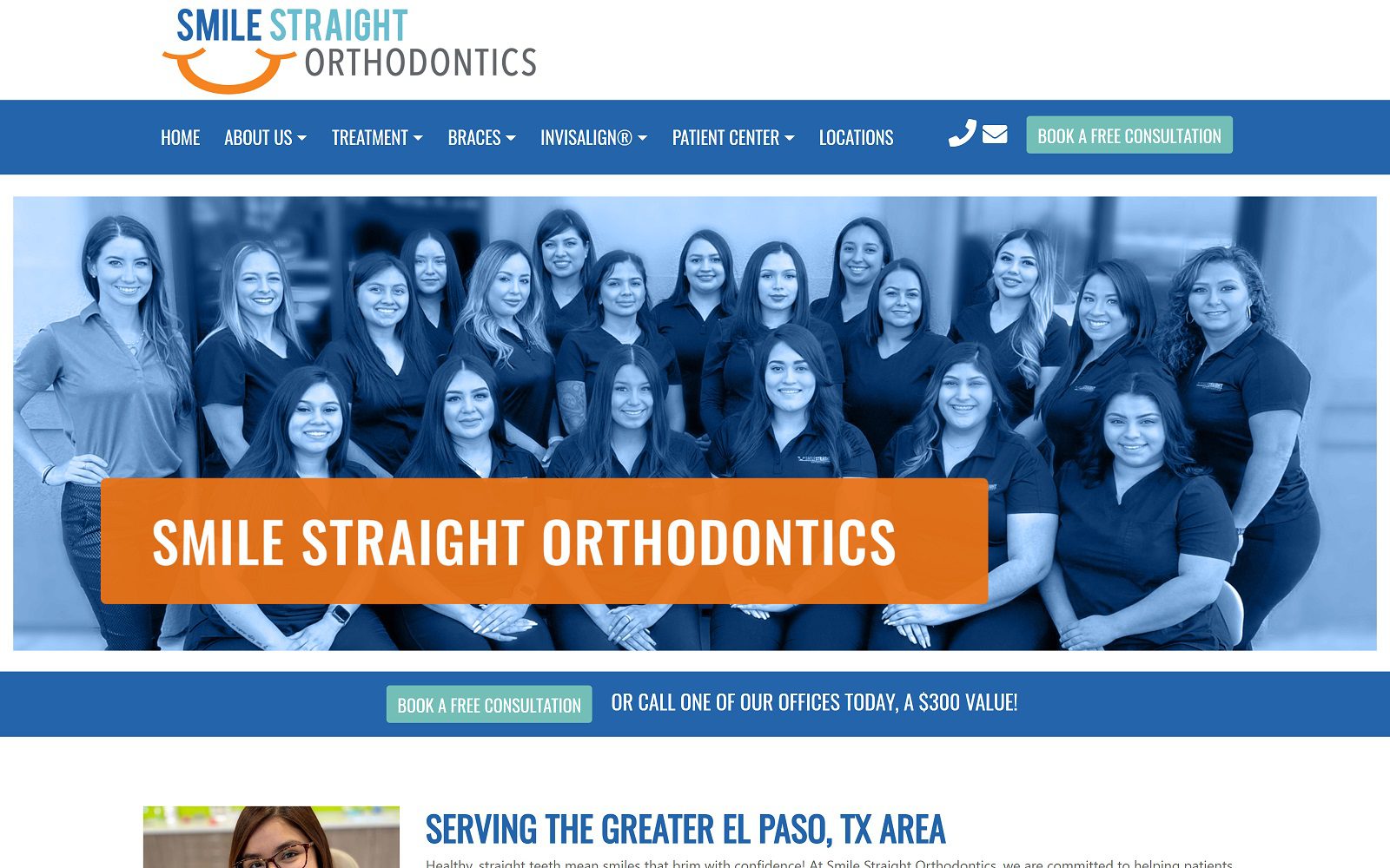 The screenshot of smile straight orthodontics - dyer website