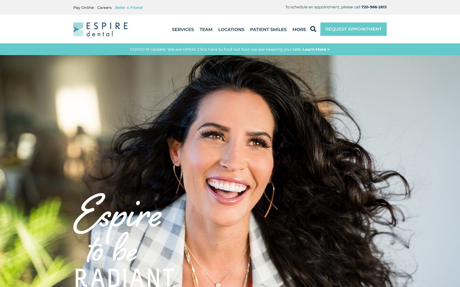The screenshot of espire dental | briargate website
