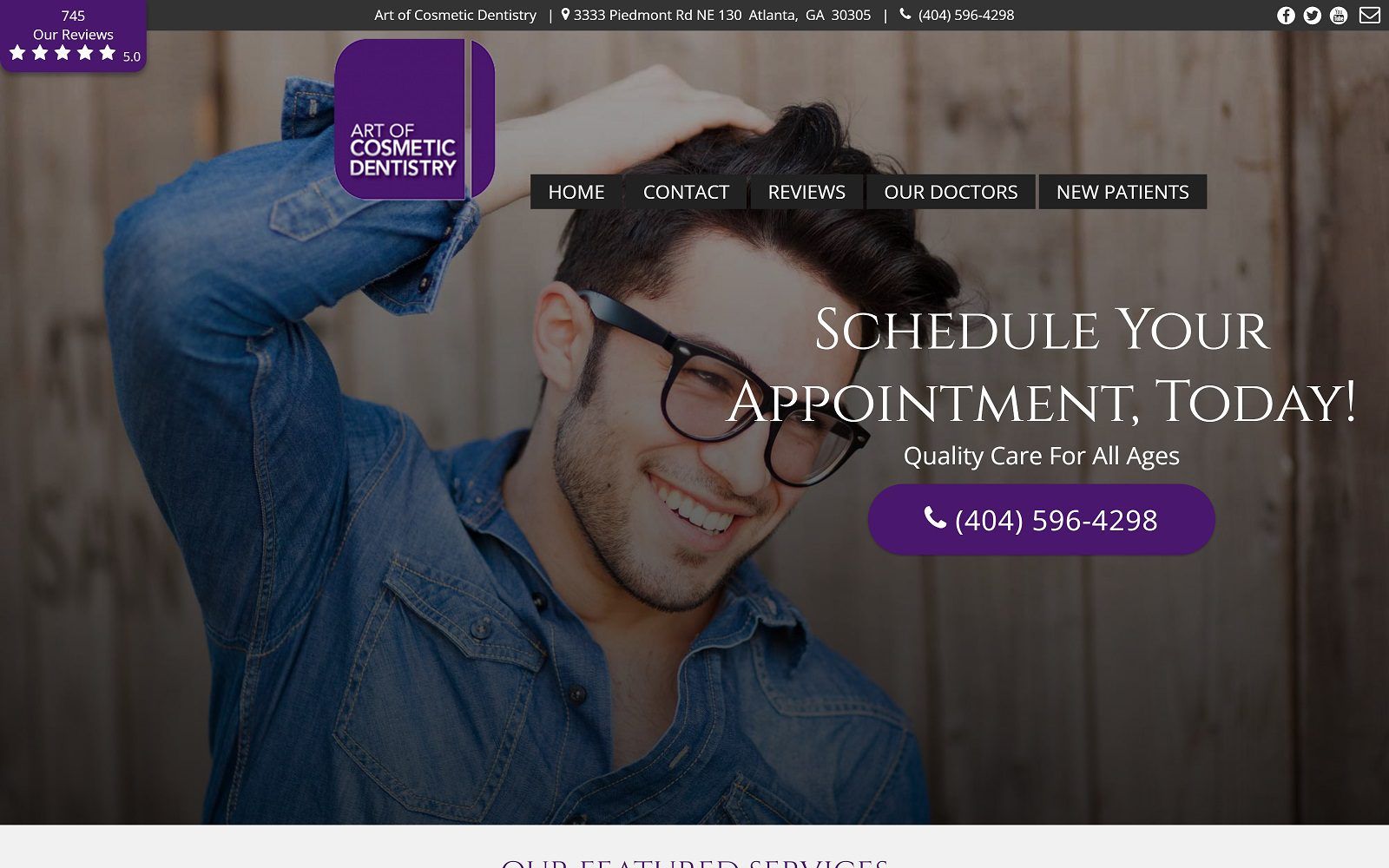 The screenshot of art of cosmetic dentistry website