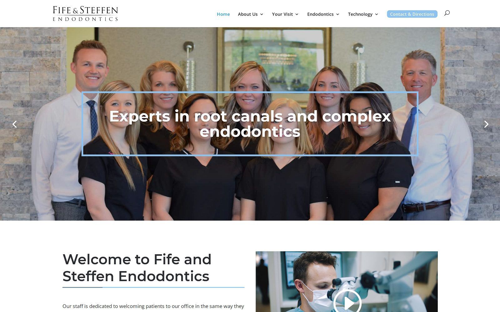 The screenshot of fife and steffen endodontics website