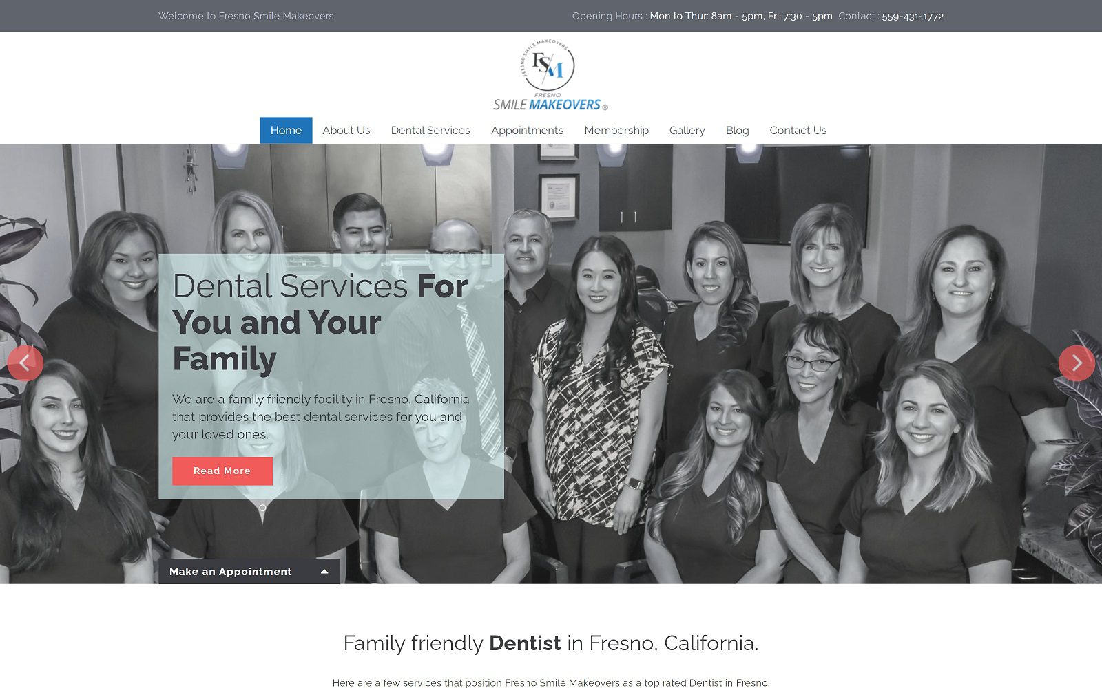 The screenshot of sam namdarian - fresno smile makeovers website