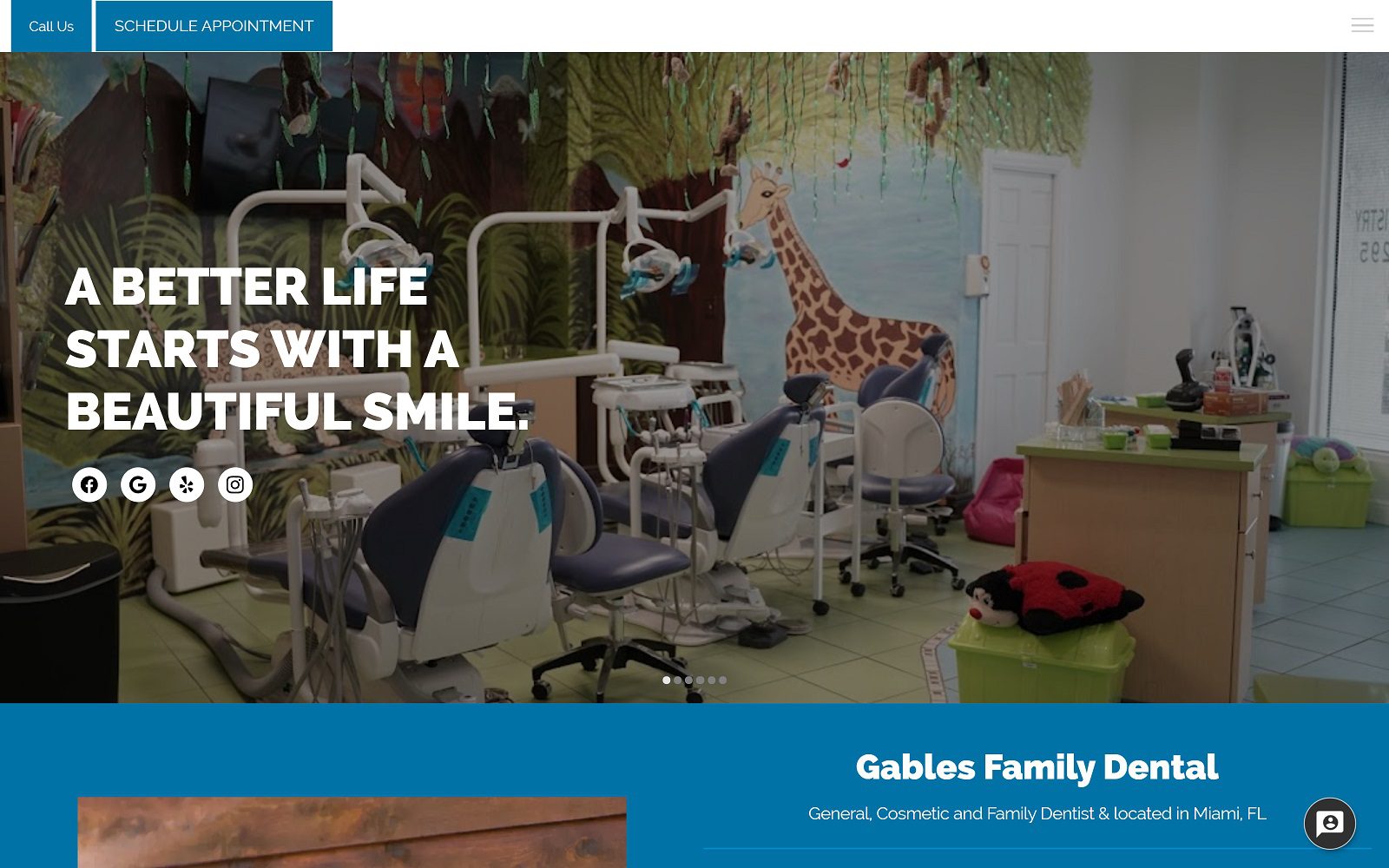 The screenshot of gables family dental of allapattah website