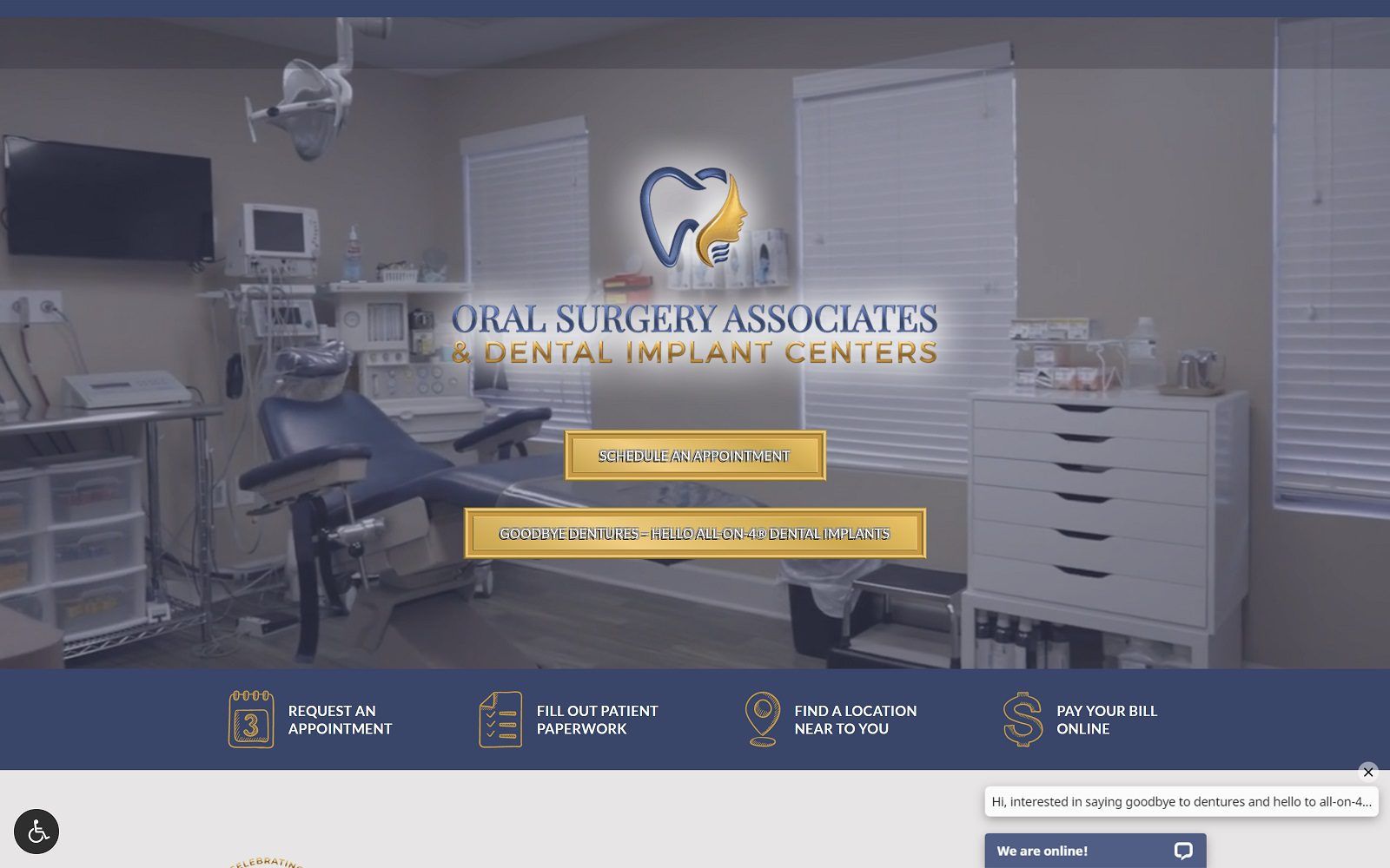 The screenshot of oral surgery associates and dental implant centers website