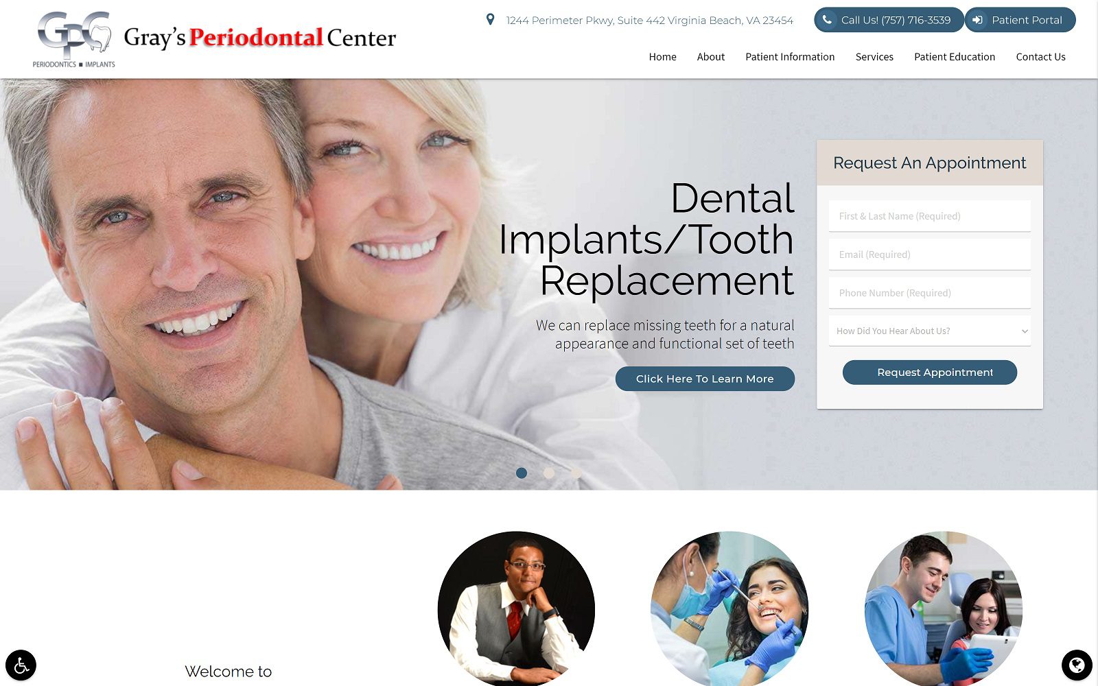 The screenshot of gray's periodontal center dr. Andrew gray website