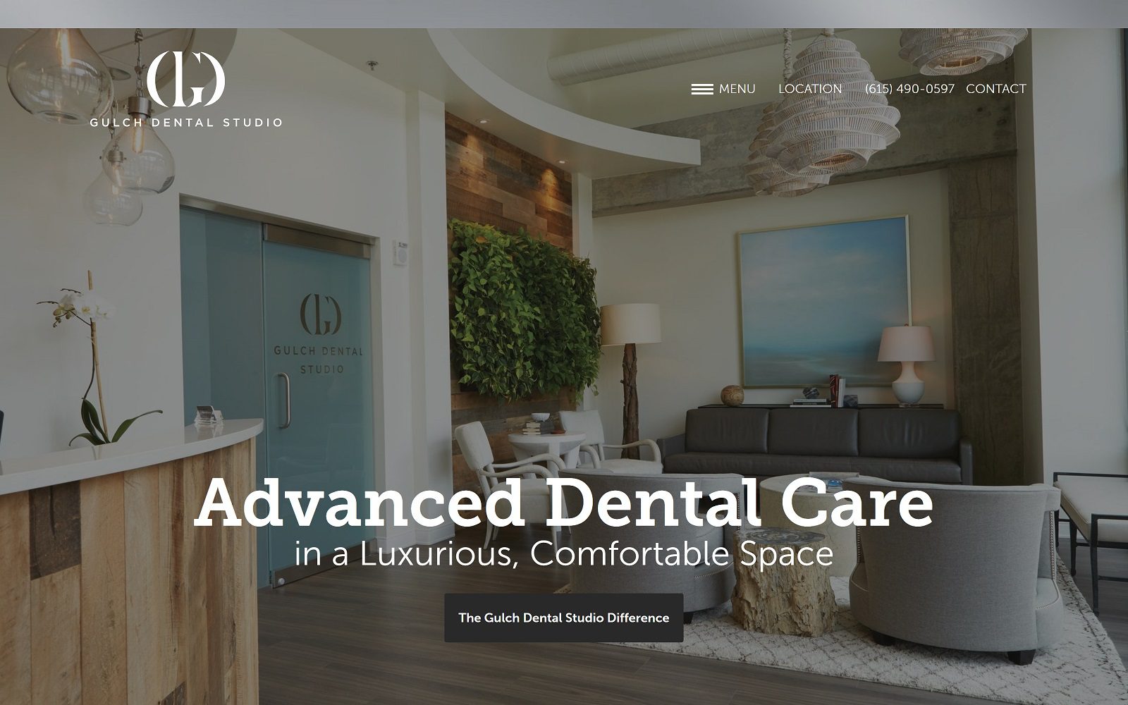 The screenshot of gulch dental studio website