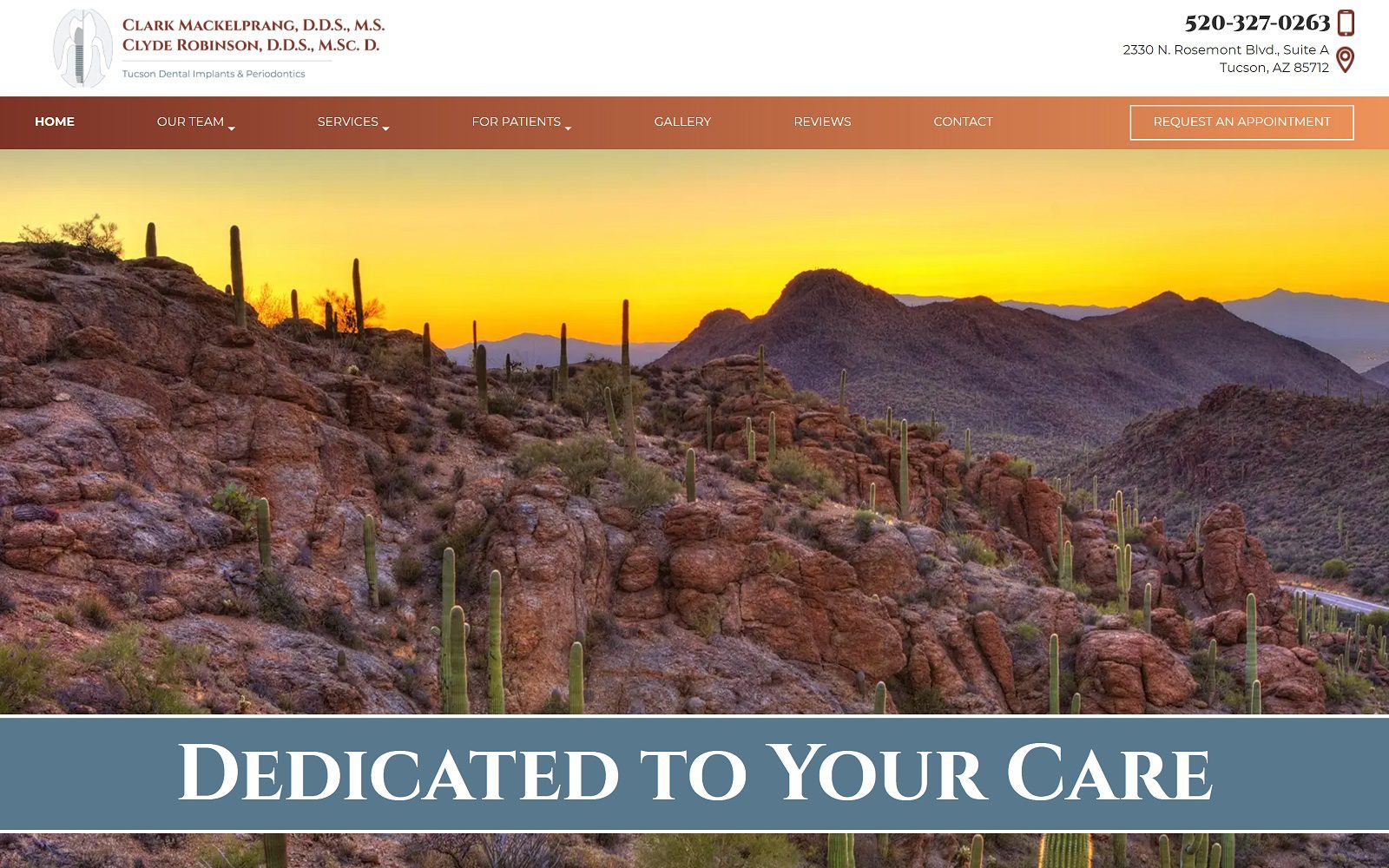 The screenshot of tucson dental implants and periodontics website