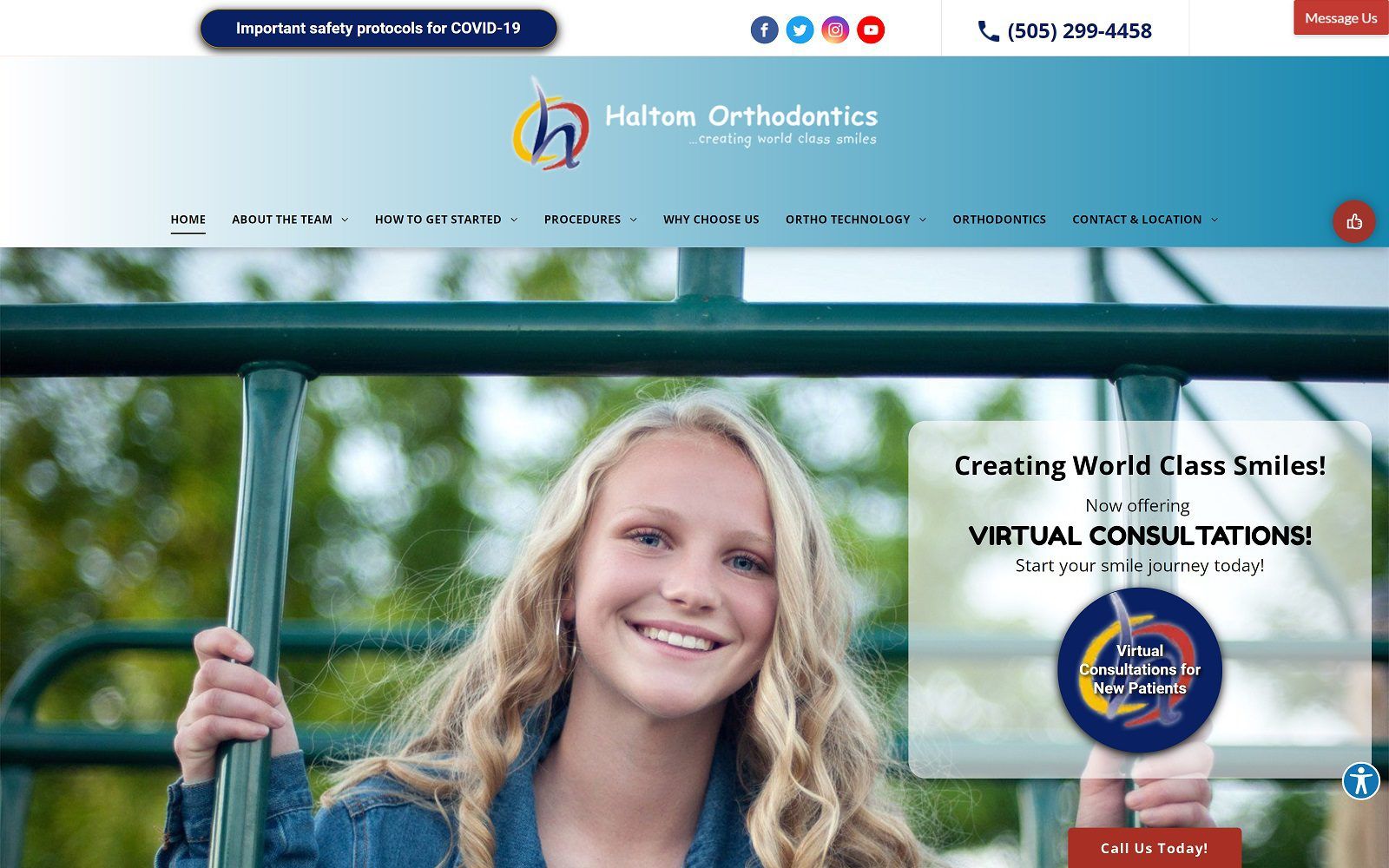 The screenshot of haltom orthodontics llc website