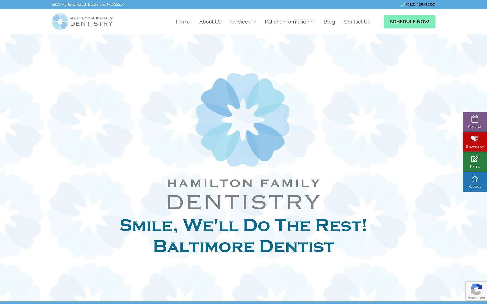 The screenshot of hamilton family dentistry of erin wolfson, dds website